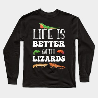 Life Is Better With Lizards Cute Reptile Pet Lover Long Sleeve T-Shirt